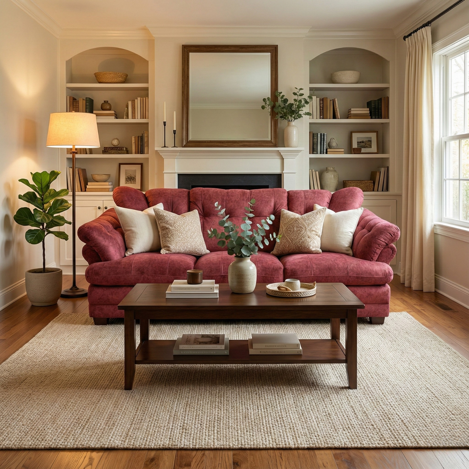 GAAOO Premium Chesterfield Tufted 3-Seater Sofa (Maroon / Wine Red)